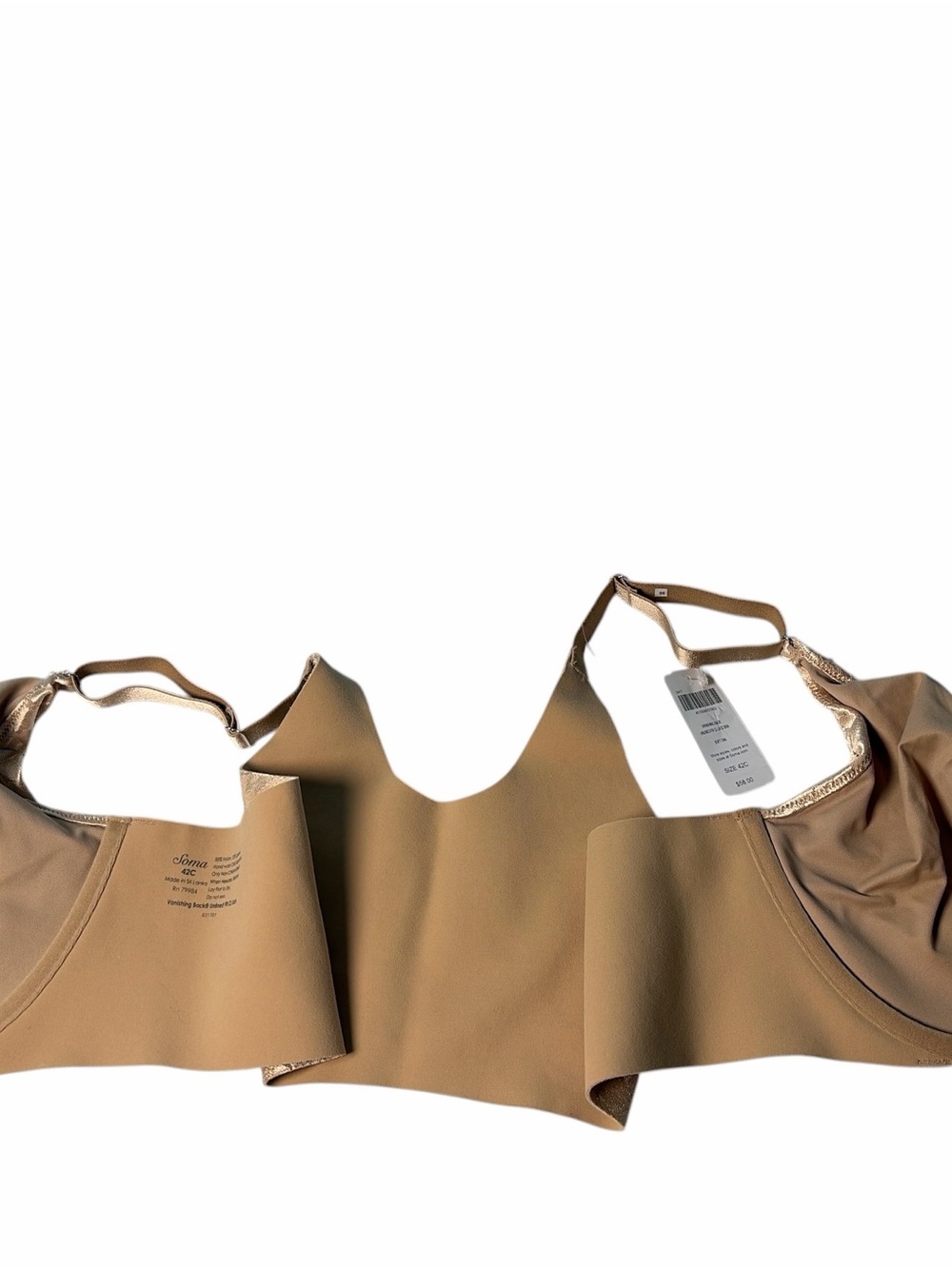 Soma Women Vanishing Back Unlined Front Close Lace Bra Soft Tan Size 42C - Picture 6 of 9